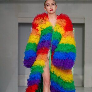 House of Sofia Couture Rainbow Tulle Opera Coat – Runway Statement Piece